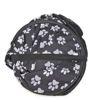 Foldable Fabric Dog Box With Paw Pattern - Portable And Ventilated