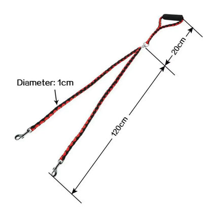 Twin Dog Leash In Check Pattern - Robust Leash For Two Dogs
