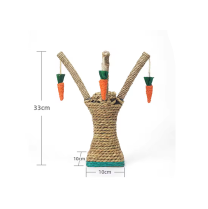 Cat Scratching Post In Tree Design - Sisal Scratching Post With Carrot Toys