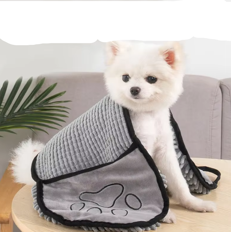 Microfibre Pet Towel With Glove - Super Absorbent Soft Drying Towel For Dogs Cats