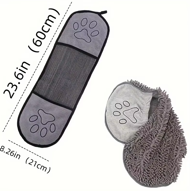 Microfibre Pet Towel With Glove - Super Absorbent Soft Drying Towel For Dogs Cats