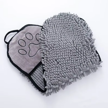 Microfibre Pet Towel With Glove - Super Absorbent Soft Drying Towel For Dogs Cats