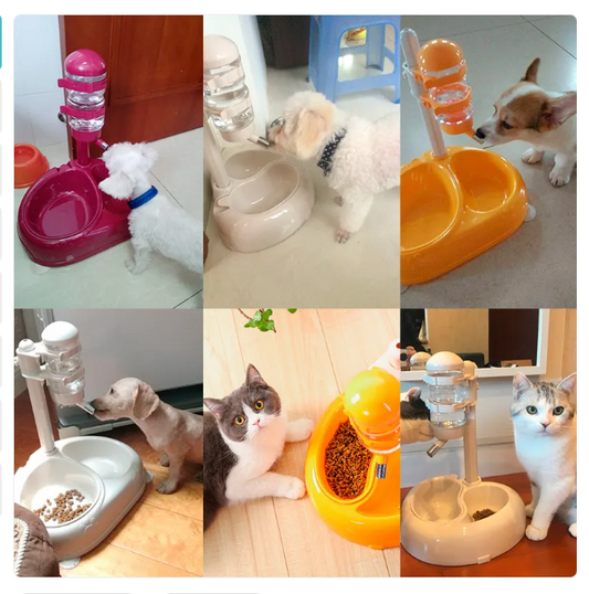 Automatic Pet Food And Water Dispenser With Double Tank - In Different Colors