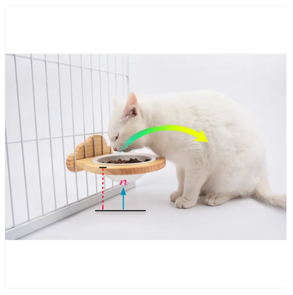 Hanging Food Bowl For Cats - Wall Mount With Wooden Frame In Cloud Design