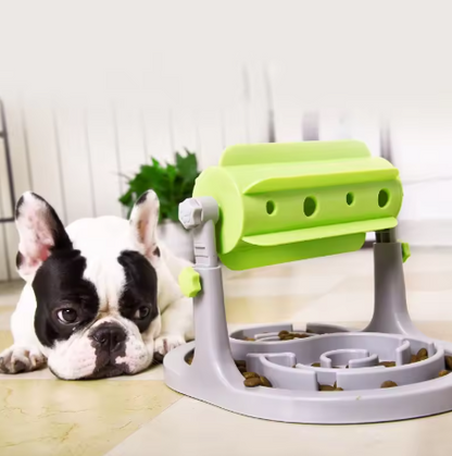 Interactive Food Dispenser For Dogs With Rotation Function And Anti - Snacking Bowl