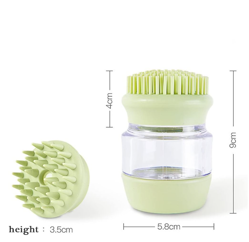 Silicone Pet Shower Brush with Shampoo Container for Gentle Grooming