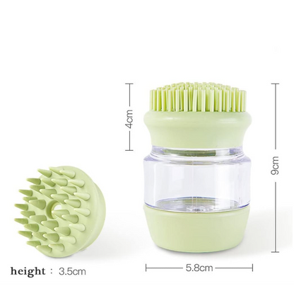 Silicone Pet Shower Brush with Shampoo Container for Gentle Grooming