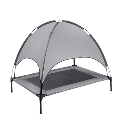 Elevated Dog Bed With Sun Canopy - Breathable Outdoor Lounger For Dogs