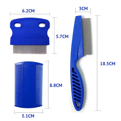 Flea Comb Set For Pets - Fine Tooth Combs For Dogs & Cats