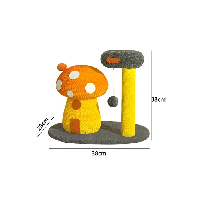 Cat Toy Scratching Post in Bird or Mushroom Design - Interactive Play Station for Cats