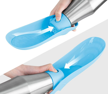 Stainless Steel Drinking Bottle For Dogs - Portable Water Dispenser With Foldable Bowl