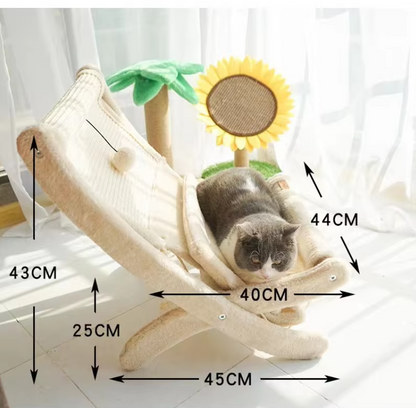 Cat Deckchair With Scratching Surface - Comfortable Sleeping Place Scratching Furniture In One