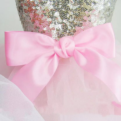 Elegant Dog Dress With Glitter And Tulle Skirt In 2 Colours