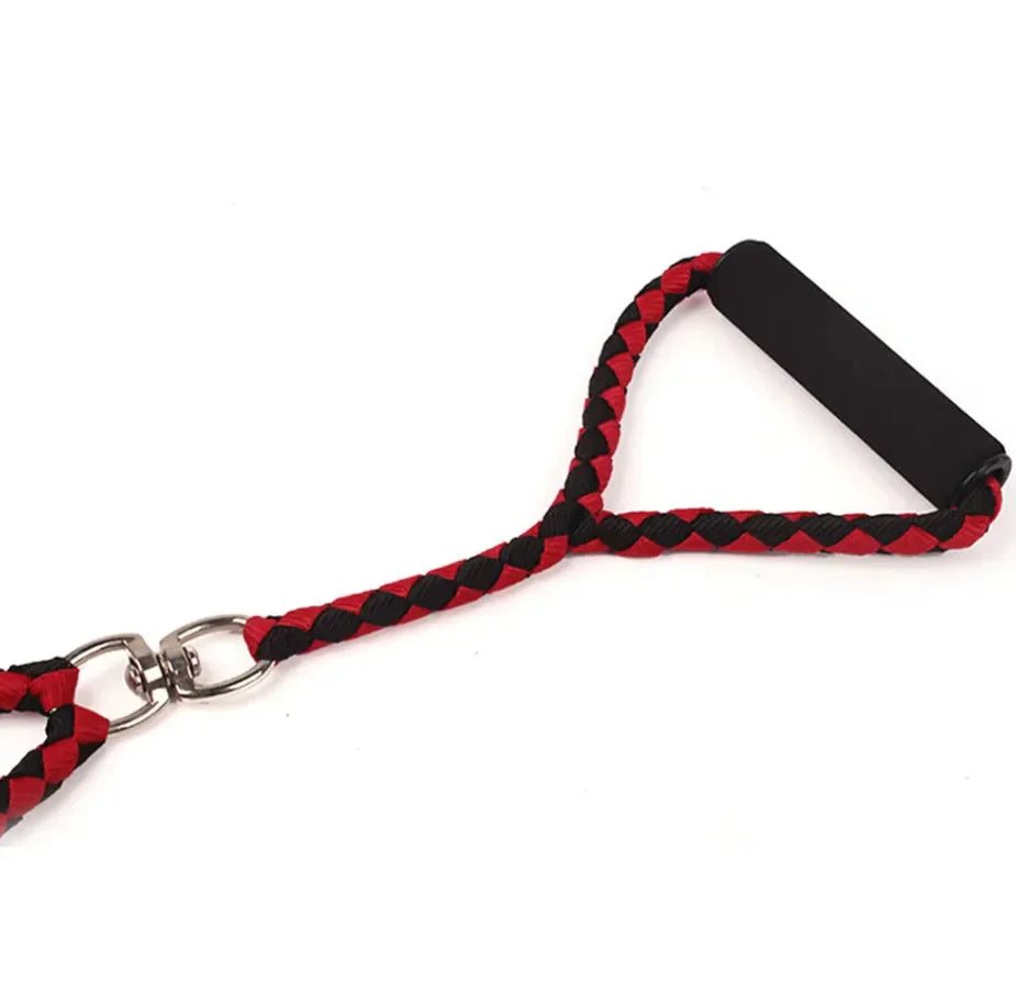 Twin Dog Leash In Check Pattern - Robust Leash For Two Dogs