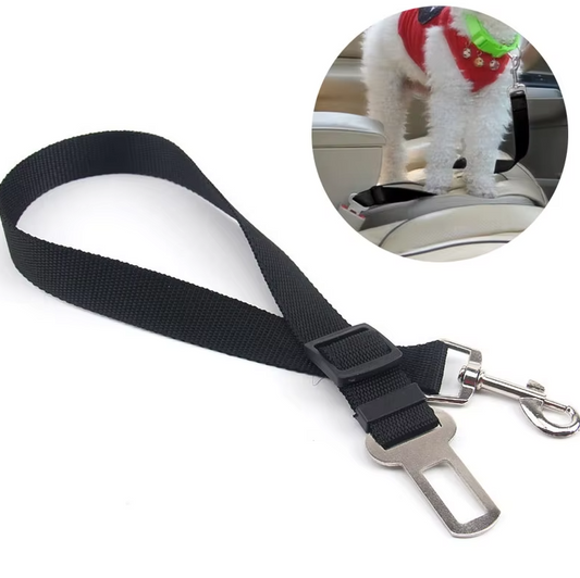 Safety Belt For Dogs In The Car - Adjustable Dog Lead With Carabiner In Black