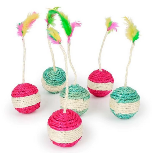 Interactive Cat Ball With Feather And Sisal Rope