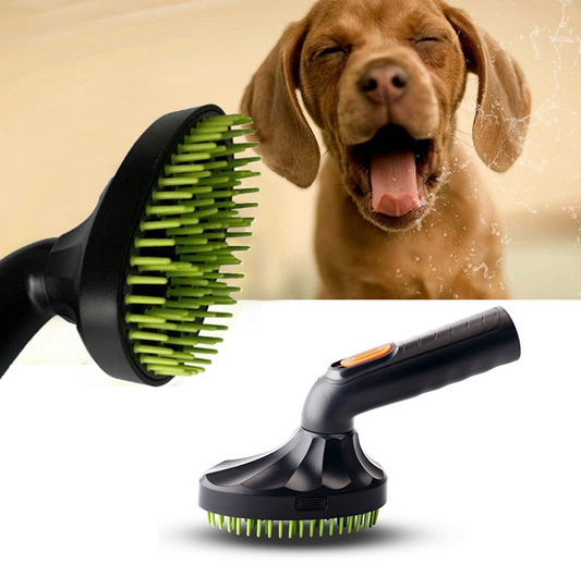 Pet Hair Brush Attachment For Vacuum Cleaner With Silicone Bristles And Ergonomic Handle