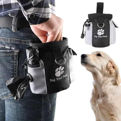 Dog Treat Bag With Poo Bag Dispenser - Practical Portable Training Bag For Walks