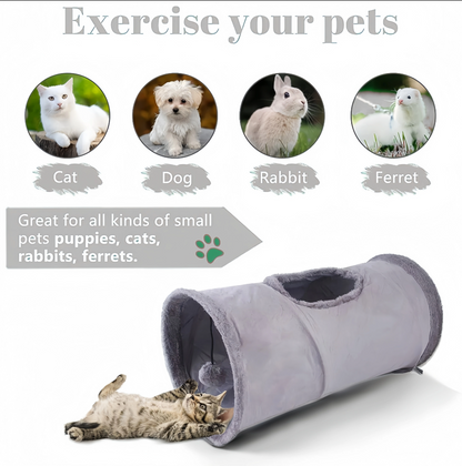 Cat Tunnel With Viewing Window - Play And Hiding Fun For Active House Cats