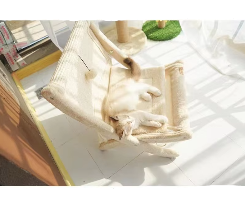 Cat Deckchair With Scratching Surface - Comfortable Sleeping Place Scratching Furniture In One