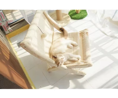 Cat Deckchair With Scratching Surface - Comfortable Sleeping Place Scratching Furniture In One