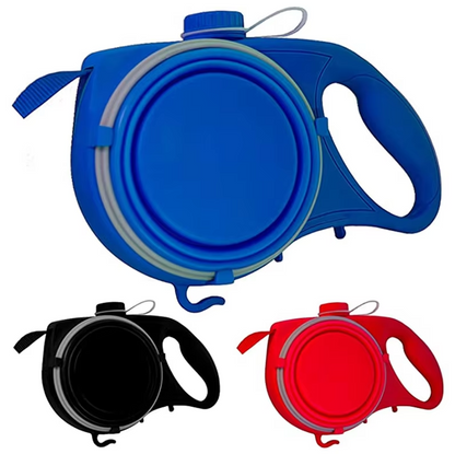 Dog Leash With Water Container Foldable Bowl And Waste Bags