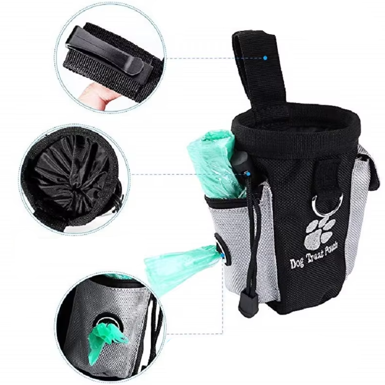 Dog Treat Bag With Poo Bag Dispenser - Practical Portable Training Bag For Walks