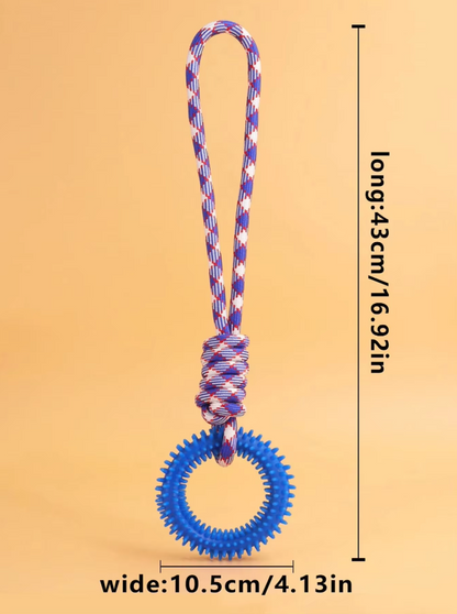 Robust Dog Toy With Teething Ring - Chew Toy Tug Rope For Interactive Fun