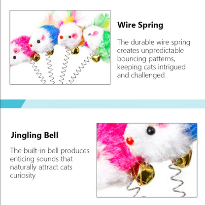 Springy Mouse With Suction Cup - Fun For Cats