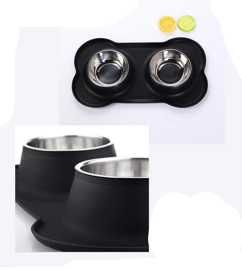 Dog Dish Set With Non - Slip Mat