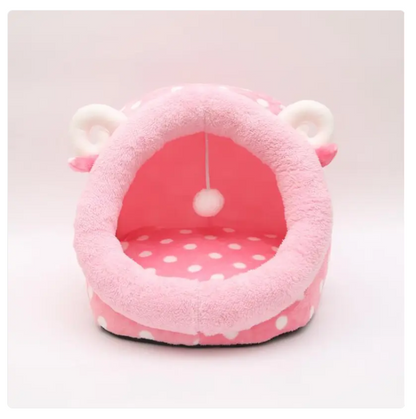 Cat Cave In Kitten Design - Soft And Cozy Sleeping Cave For Cats