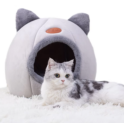 Cat - Shaped Cuddly Bed For Pets - Soft Warming Cat House With Removable Cushion