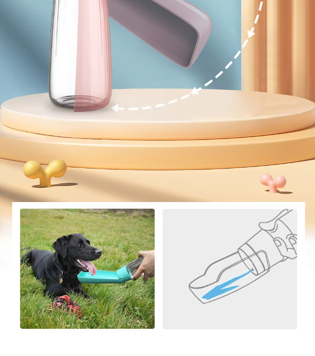 Portable Dog Water Bottle - Leak - Proof Travel Dispenser With Integrated Drinking Bowl