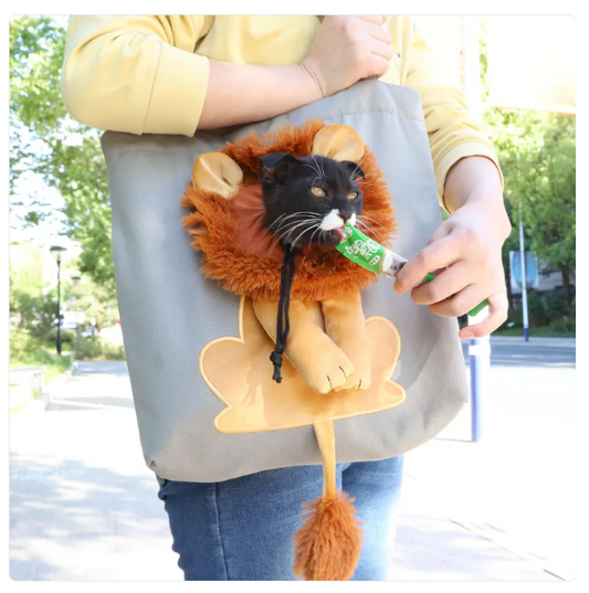 Cat Carrier Bag In Lion Design - Cute Bag For Cats And Pets
