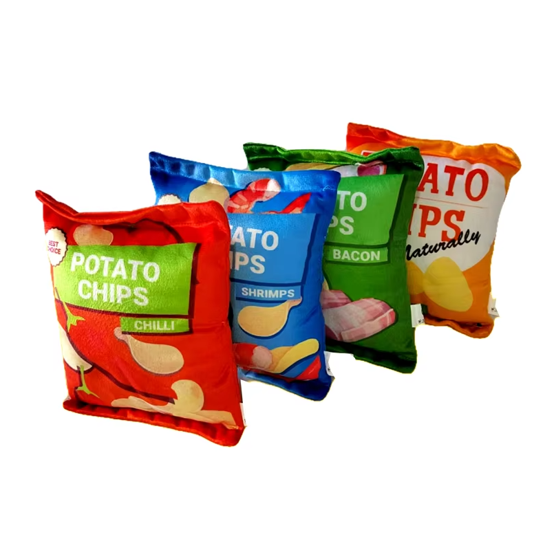 Dog Toy Crisps Bag - Soft Plush Toy With Squeaker & Crackling Effect