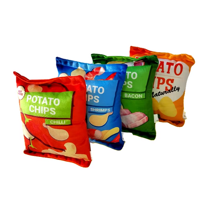 Dog Toy Crisps Bag - Soft Plush Toy With Squeaker & Crackling Effect