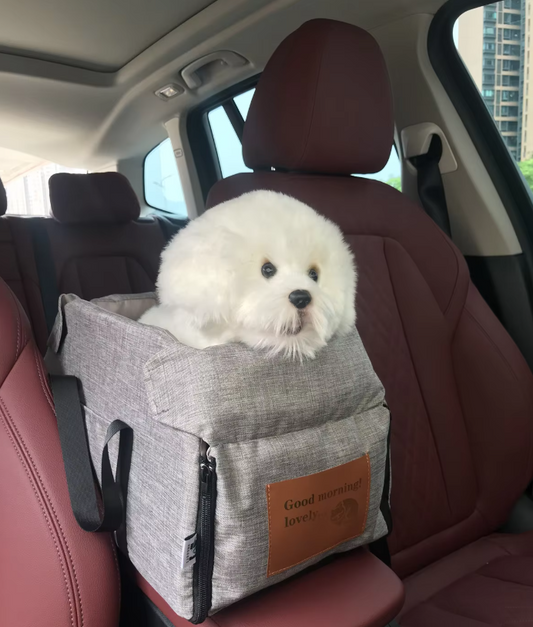 Luxurious Dog Seat For The Car - Padded Portable Car Seat With Safety Belt
