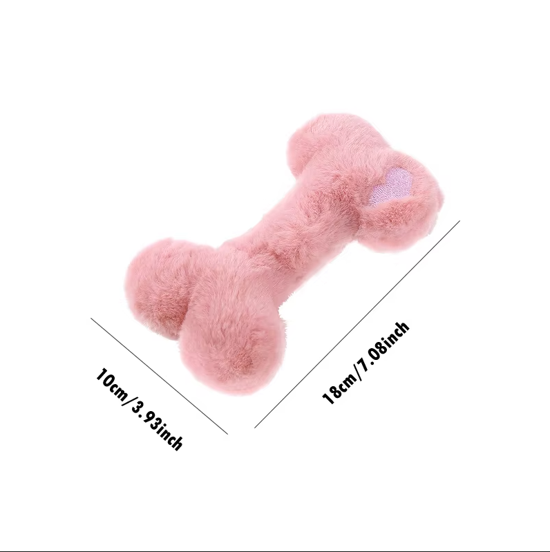 Plush Chew Bone For Dogs - Soft Bite Toy With Squeaker