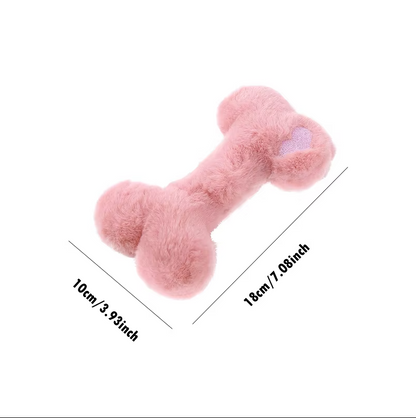 Plush Chew Bone For Dogs - Soft Bite Toy With Squeaker