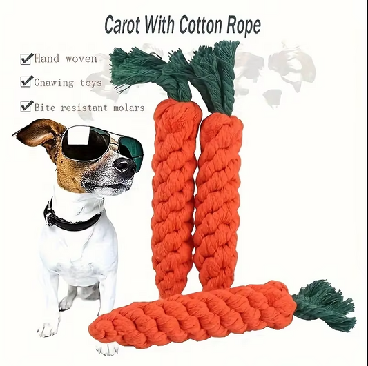 Carrot Chew Toy - Robust Cotton Rope For Healthy Dog Teeth