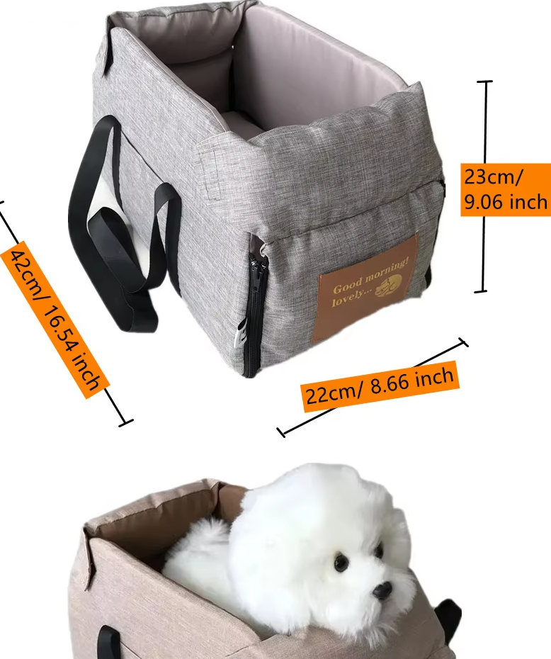 Luxurious Dog Seat For The Car - Padded Portable Car Seat With Safety Belt
