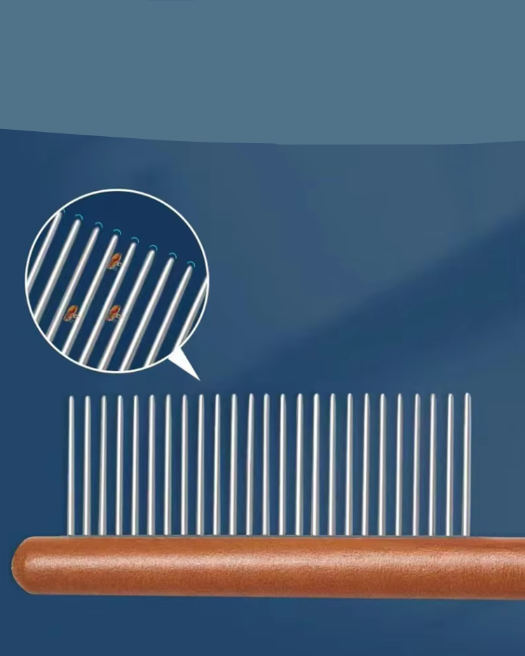 High Quality Wooden Flea Comb - Gentle Coat Care For Cats & Dogs