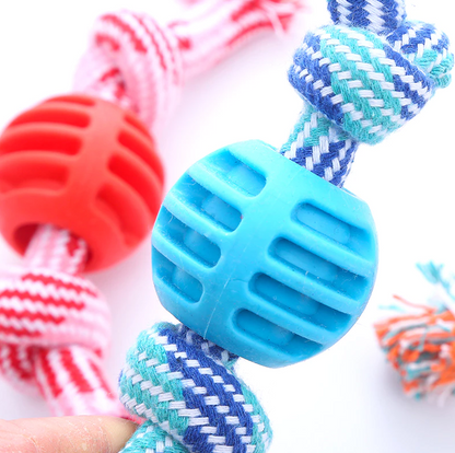 Dog Toy Chew Rope - Robust Rope With Teething Ball For Dental Care Fun