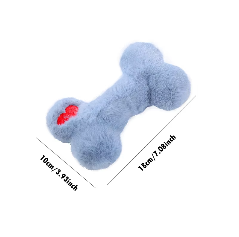 Plush Chew Bone For Dogs - Soft Bite Toy With Squeaker