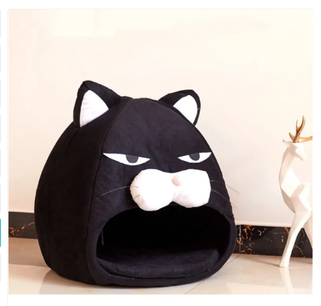 Cat Bed In Cat Head Design - Cozy Cave For Cats And Small Dogs