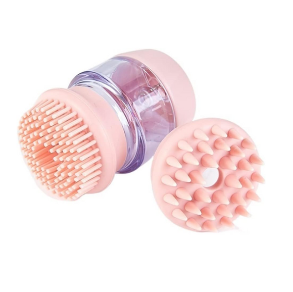Silicone Pet Shower Brush with Shampoo Container for Gentle Grooming