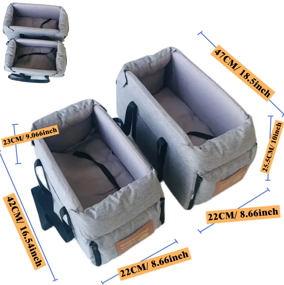 Luxurious Dog Seat For The Car - Padded Portable Car Seat With Safety Belt