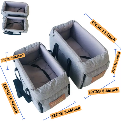 Luxurious Dog Seat For The Car - Padded Portable Car Seat With Safety Belt