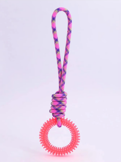 Robust Dog Toy With Teething Ring - Chew Toy Tug Rope For Interactive Fun