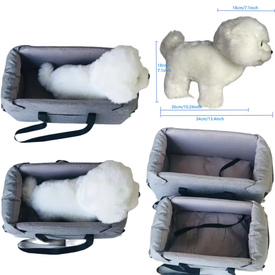 Luxurious Dog Seat For The Car - Padded Portable Car Seat With Safety Belt